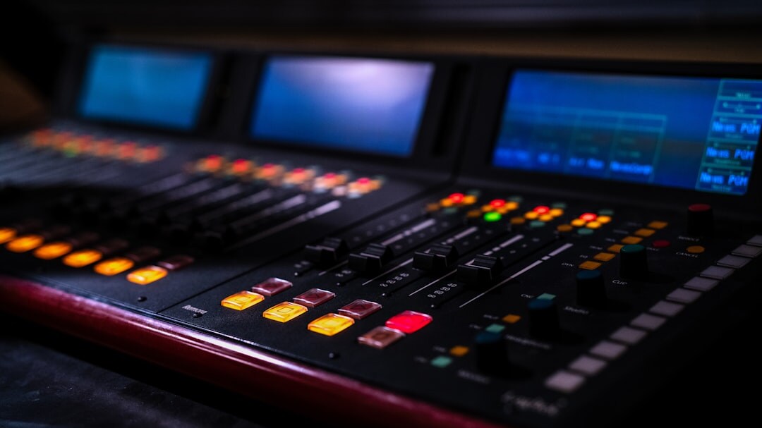 Digital video recording equipment and hard drives in broadcast studio