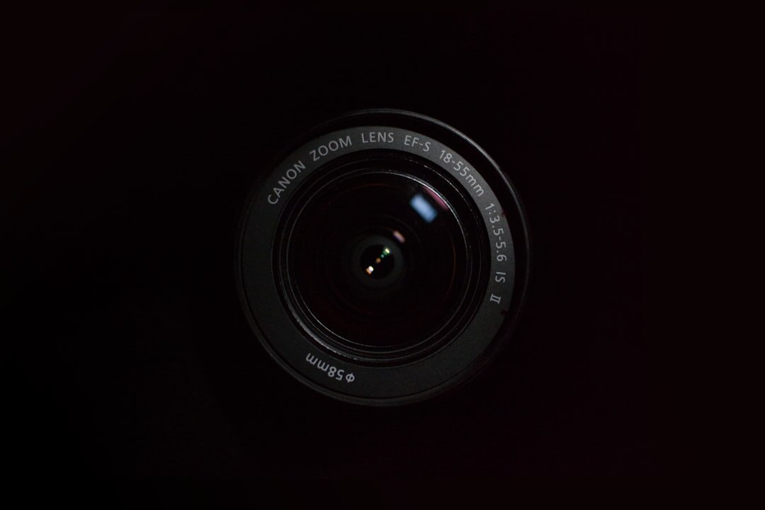 Close-up of professional video camera lens configuration