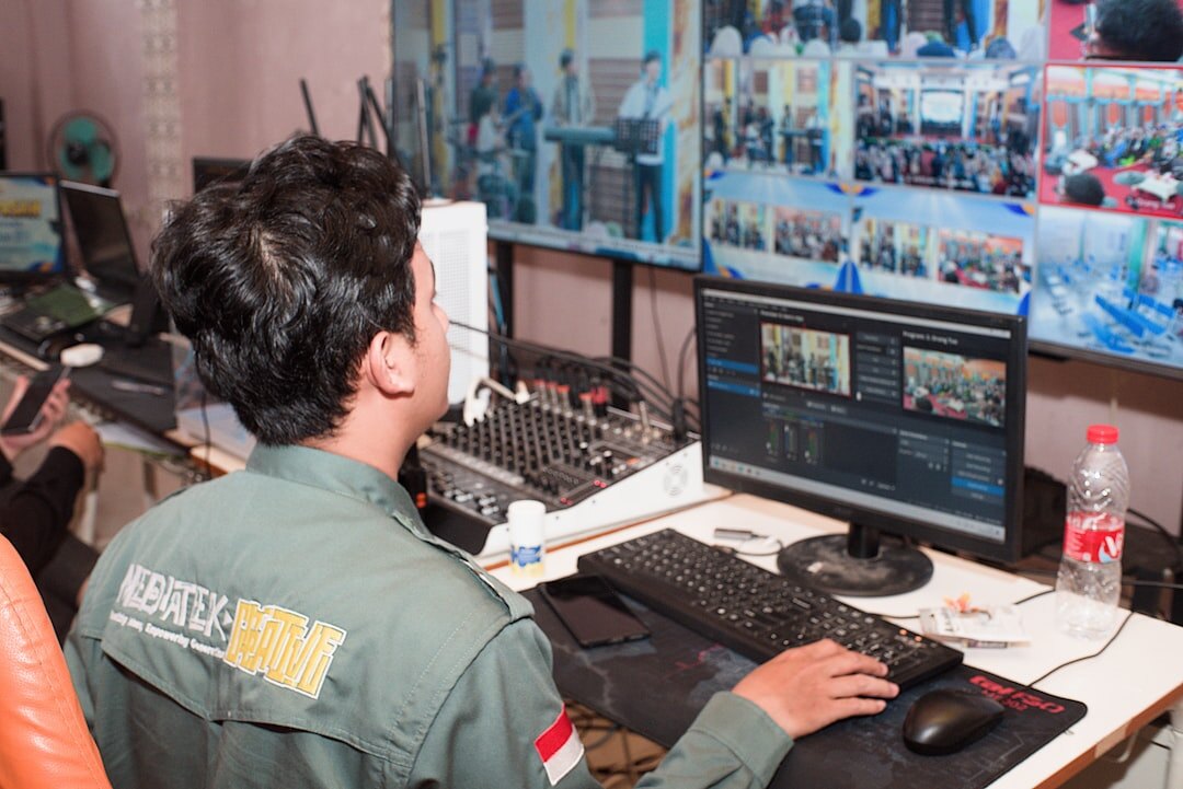 Live broadcast switcher operator in control room