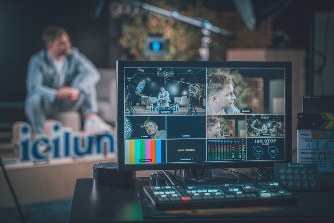 Broadcast team working together in studio control room